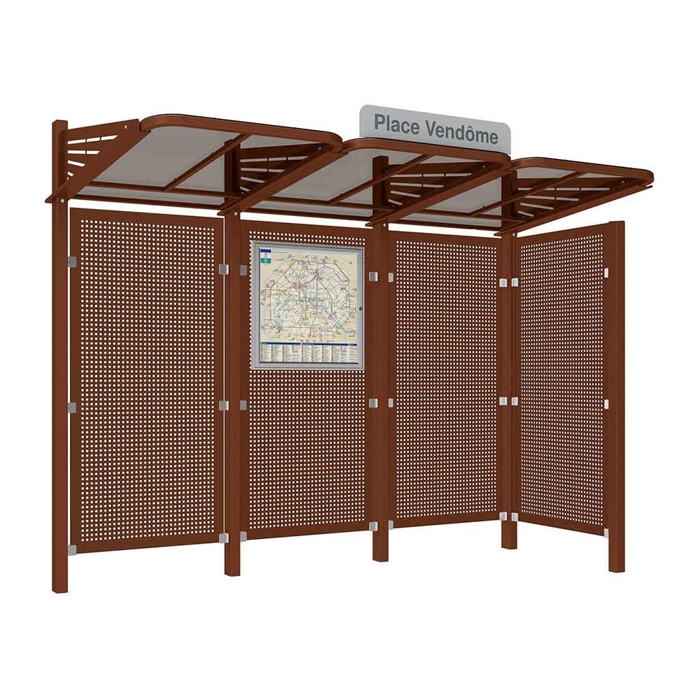 Station bus Conviviale bardages acier Aspect Corten - bardage latéral à droite - PROCITY - 529436.S025