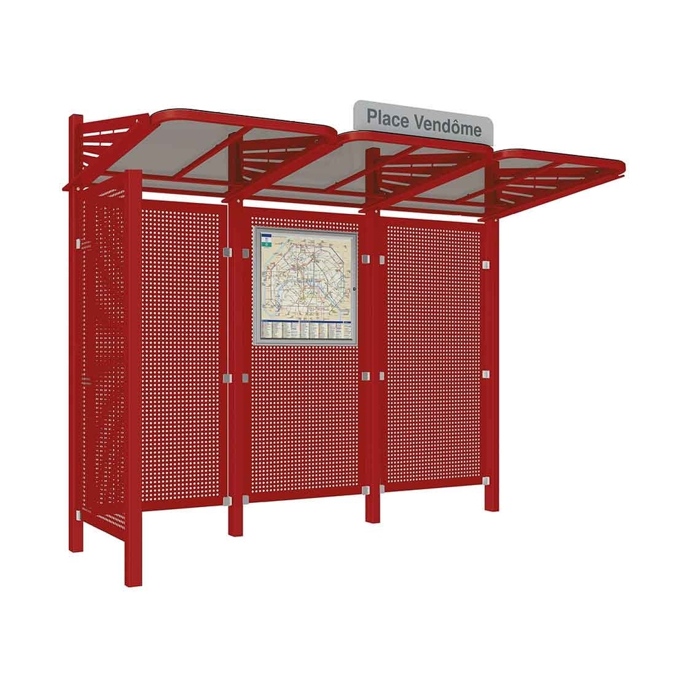 Station bus Conviviale bardages acier RAL3004 - bardage latéral à gauche - PROCITY - 529437.3004