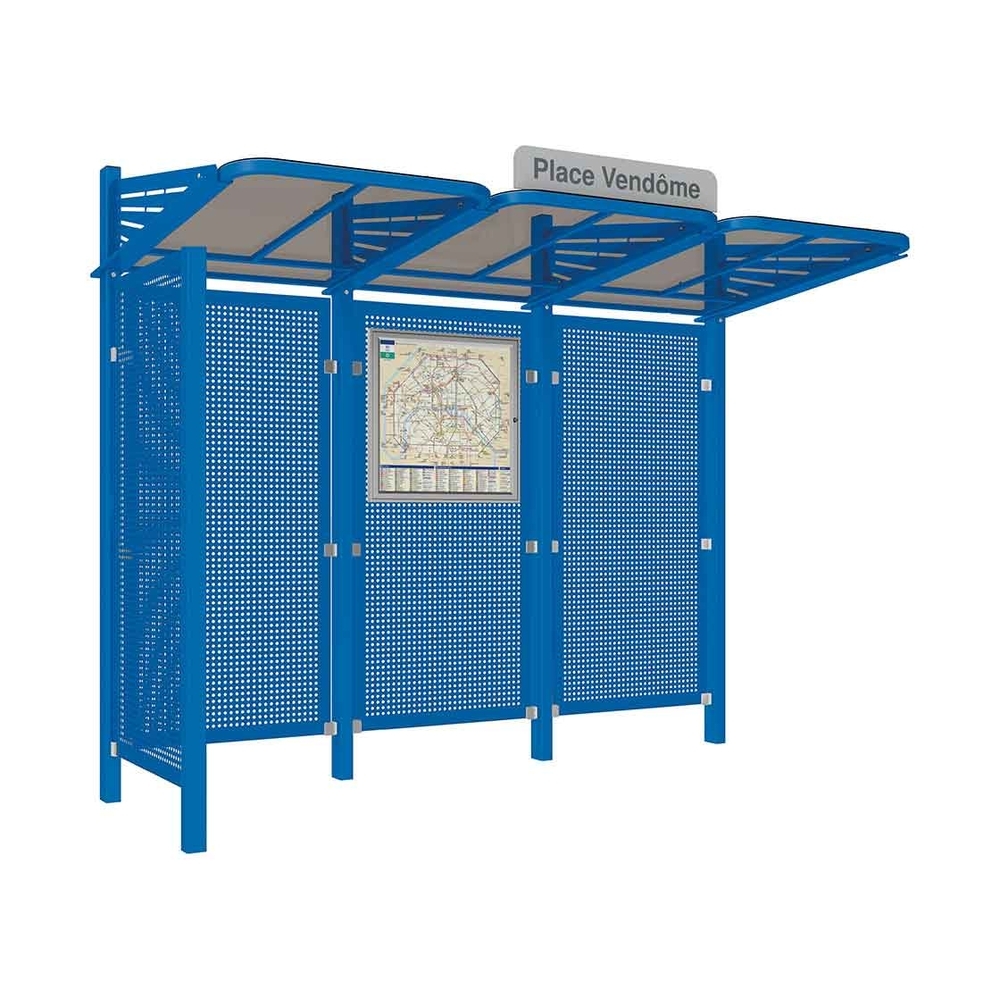 Station bus Conviviale bardages acier RAL5010 - bardage latéral à gauche - PROCITY - 529437.5010