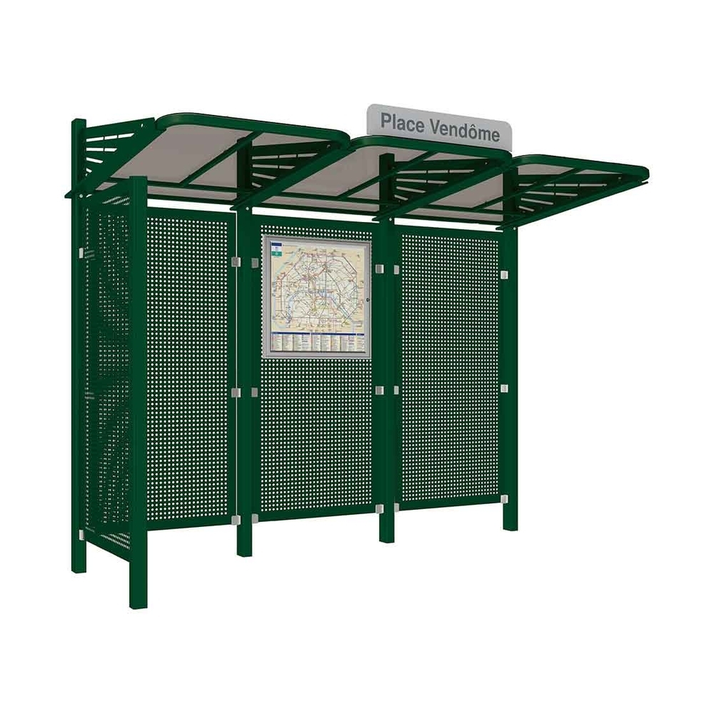 Station bus Conviviale bardages acier RAL6005 - bardage latéral à gauche - PROCITY - 529437.6005