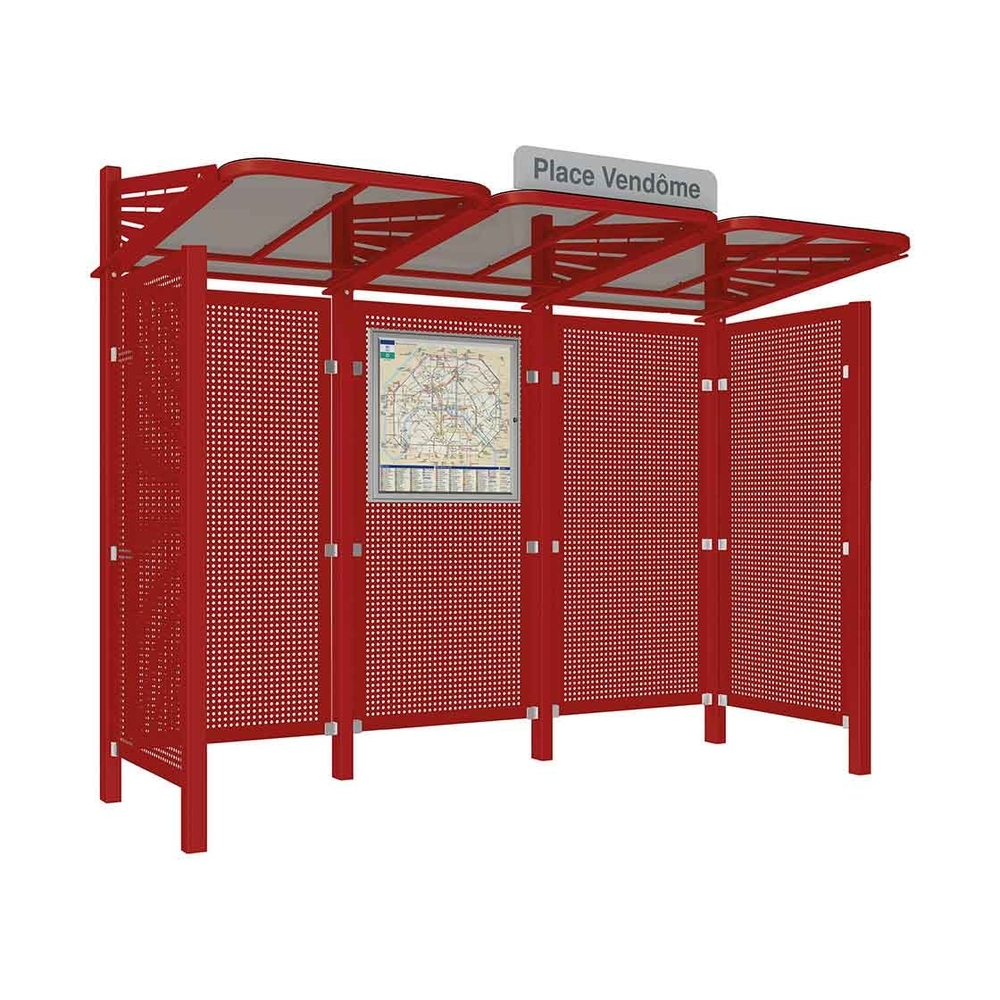 Station bus Conviviale bardages acier RAL3004 - Deux bardages latéraux - PROCITY - 529438.3004