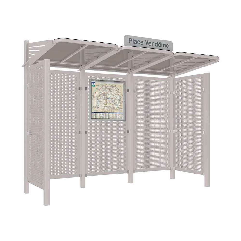 Station bus Conviviale bardages acier RAL7044 - Deux bardages latéraux - PROCITY - 529438.7044