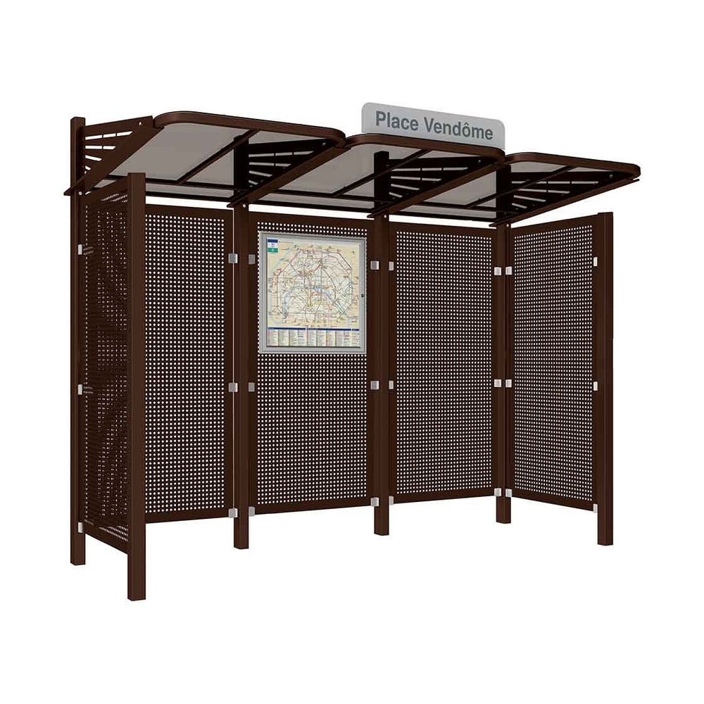 Station bus Conviviale bardages acier RAL8017 - Deux bardages latéraux - PROCITY - 529438.8017