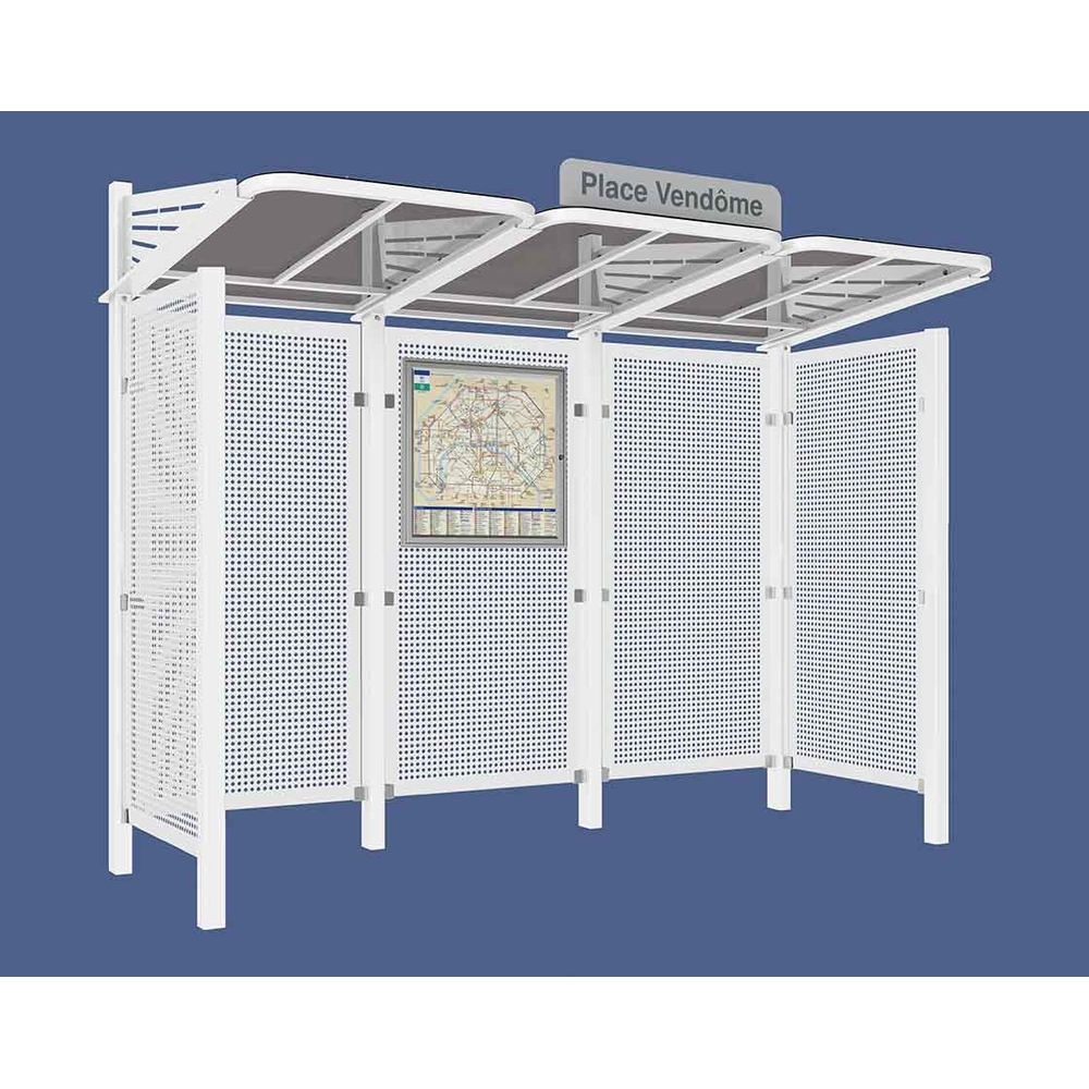 Station bus Conviviale bardages acier RAL9010 - Deux bardages latéraux - PROCITY - 529438.9010