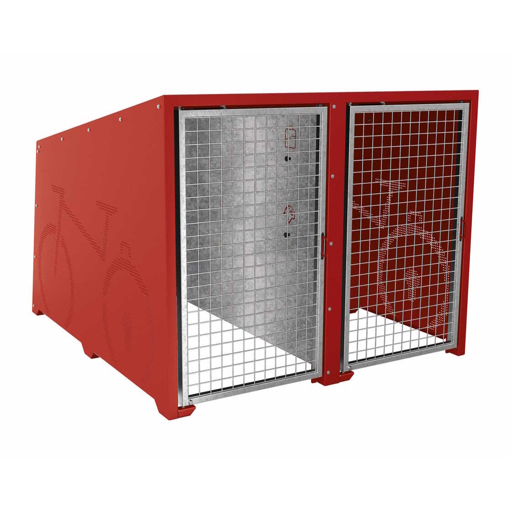 Box à vélos Berlin RAL3004 - Module initial 2 places - Portes en galva - PROCITY - 529450.3004