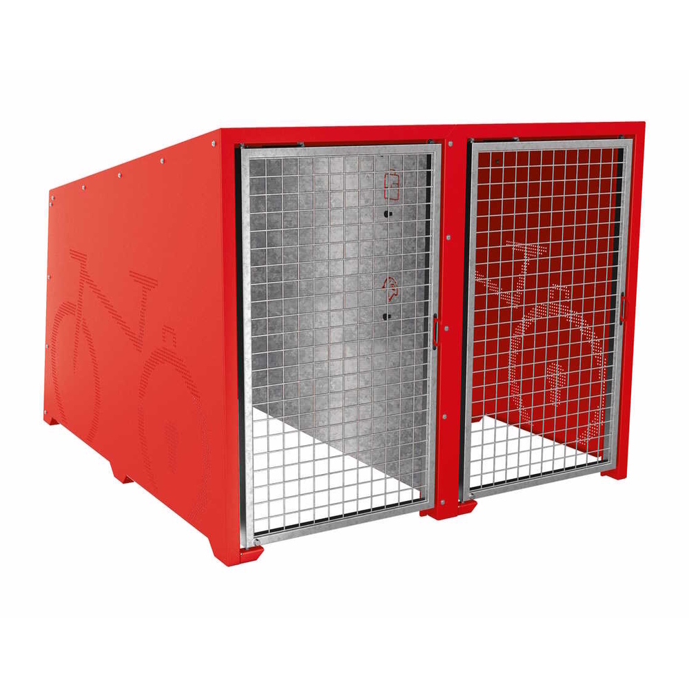 Box à vélos Berlin RAL3020 - Module initial 2 places - Portes en galva - PROCITY - 529450.3020