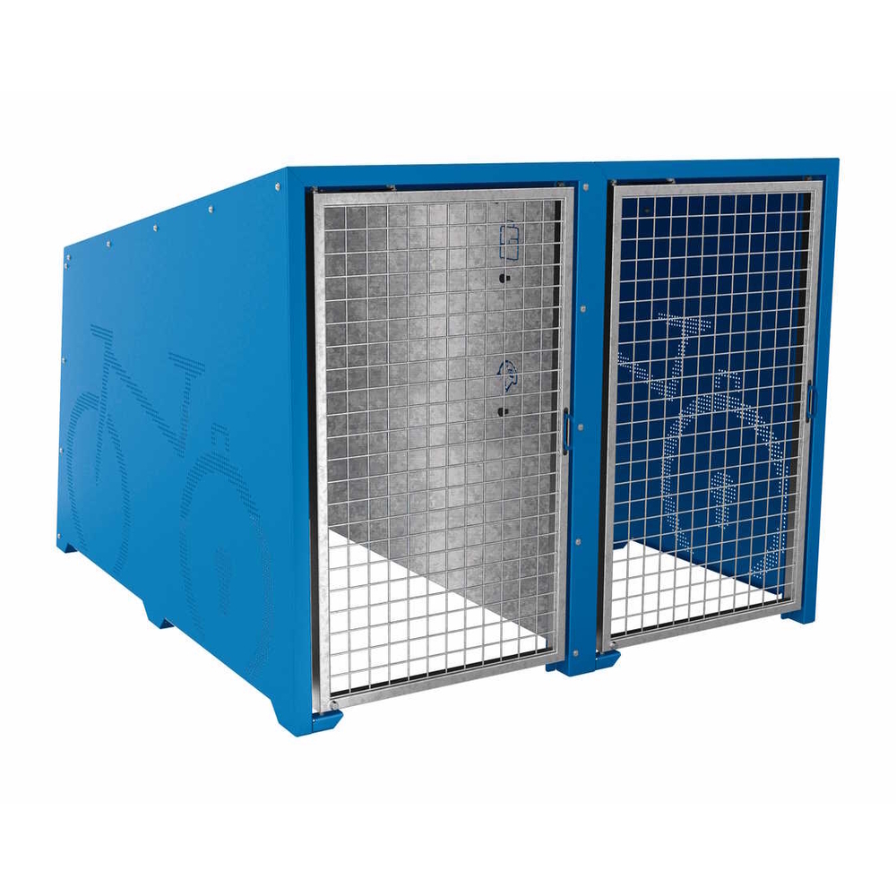 Box à vélos Berlin RAL5010 - Module initial 2 places - Portes en galva - PROCITY - 529450.5010