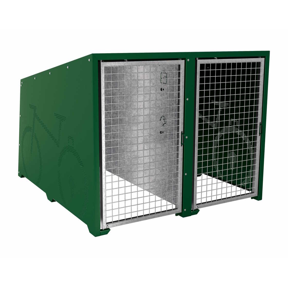 Box à vélos Berlin RAL6005 - Module initial 2 places - Portes en galva - PROCITY - 529450.6005
