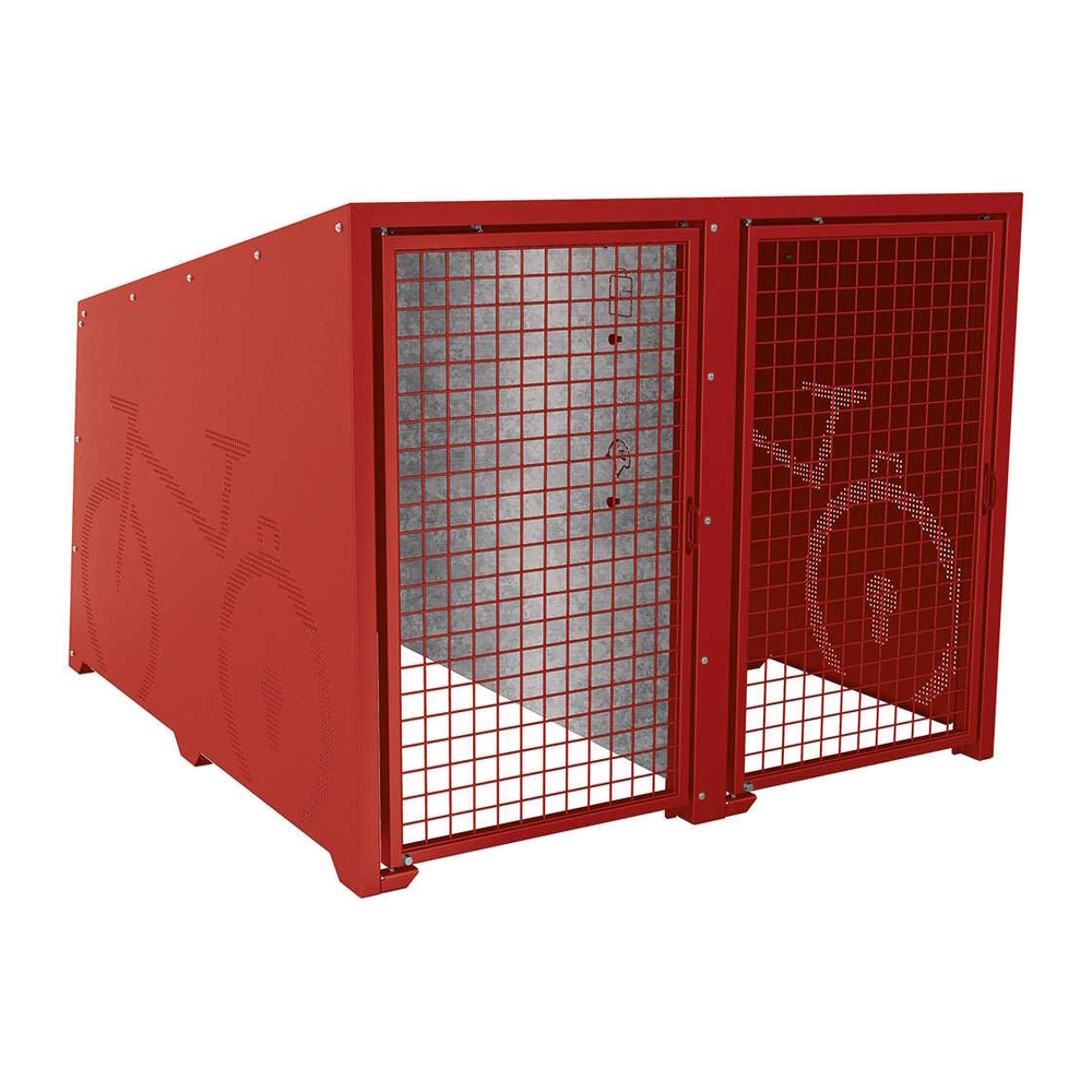 Box à vélos Berlin RAL3004 - Module initial 2 places - Portes peintes - PROCITY - 529451.3004