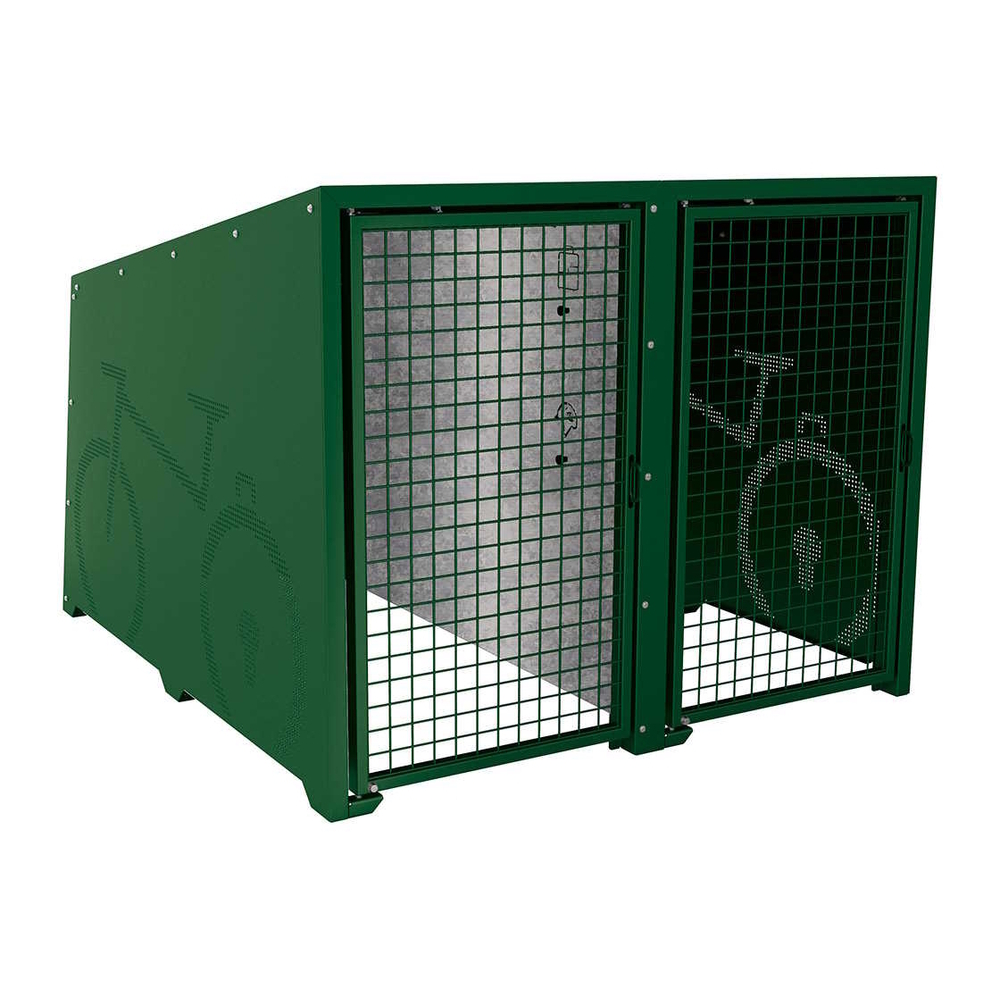 Box à vélos Berlin RAL6005 - Module initial 2 places - Portes peintes - PROCITY - 529451.6005