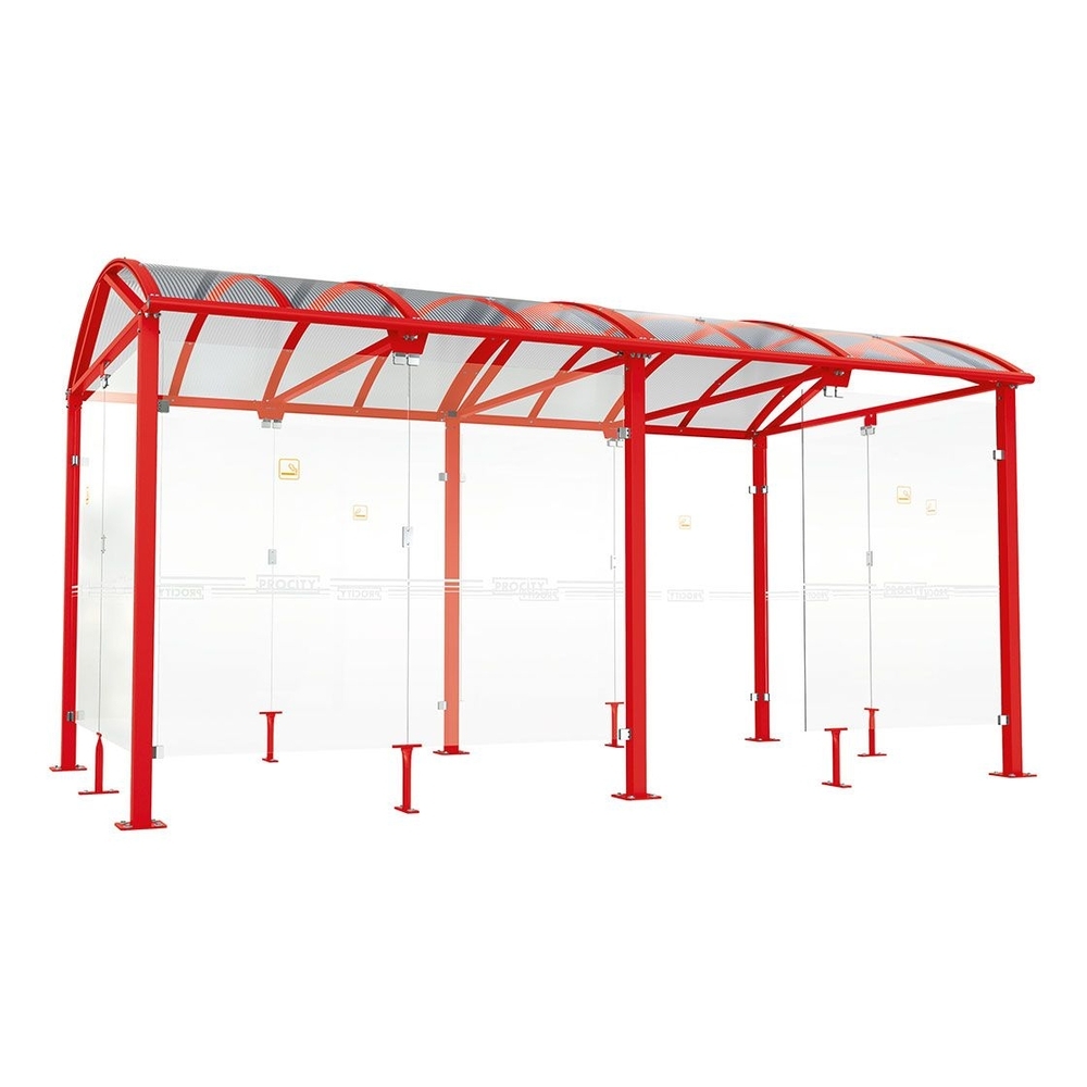 Abri fumeurs Voûte L RAL3020 - 5000 mm - PROCITY - 529521.3020