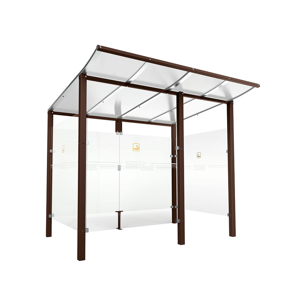 Abri fumeurs Modulo RAL8017 - bardage de retour avant - Scellement direct - Long 2500mm Prof 2000mm - PROCITY - 529570.8017