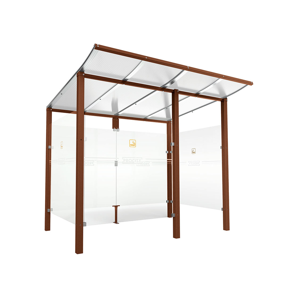 Abri fumeurs Modulo Aspect Corten - bardage de retour avant - Scellement direct - Long 2500mm Prof 2000mm - PROCITY - 529570.S025