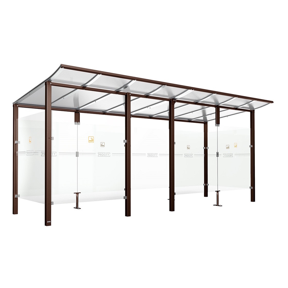 Abri fumeurs Modulo RAL8017 - bardage de retour avant - Scellement direct - Long 5000mm Prof 2000mm - PROCITY - 529571.8017