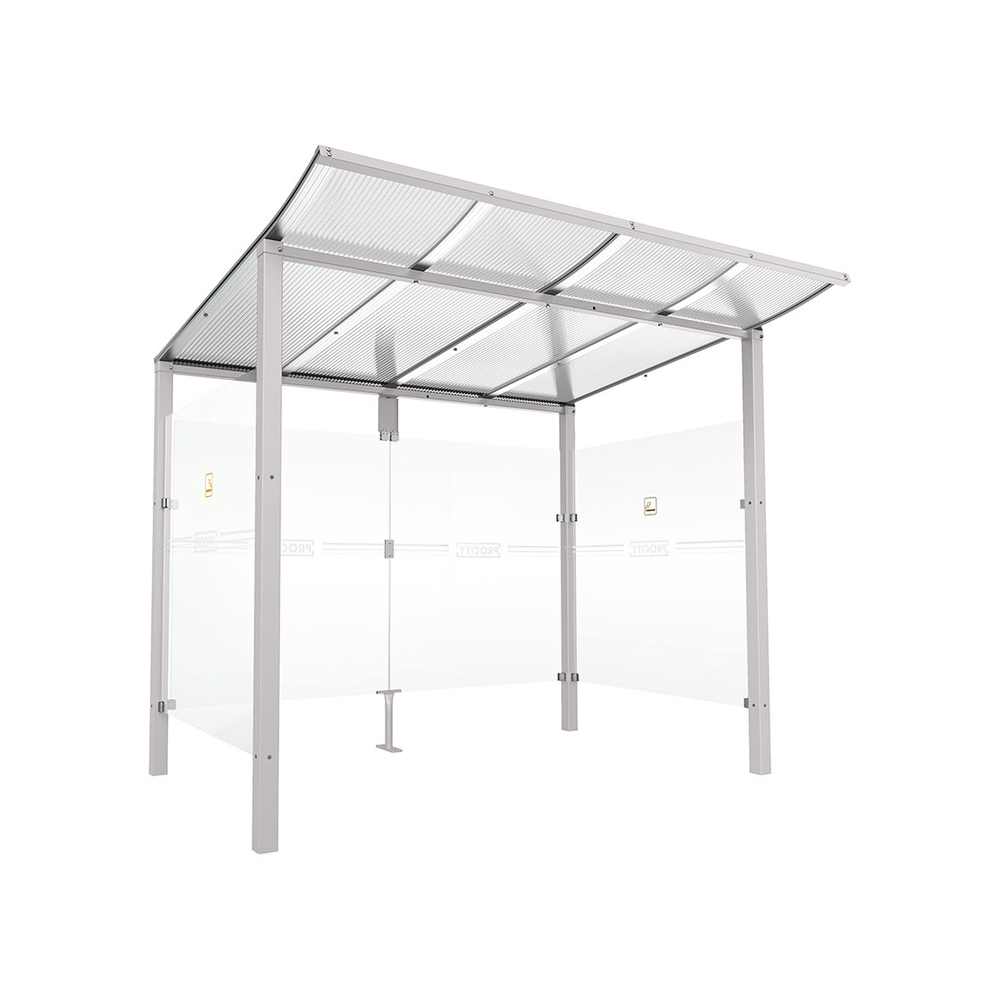 Abri fumeurs Modulo RAL7044 - Sans bardage de retour avant - Scellement direct - Long 2500mm Prof 2000mm - PROCITY - 529572.7044