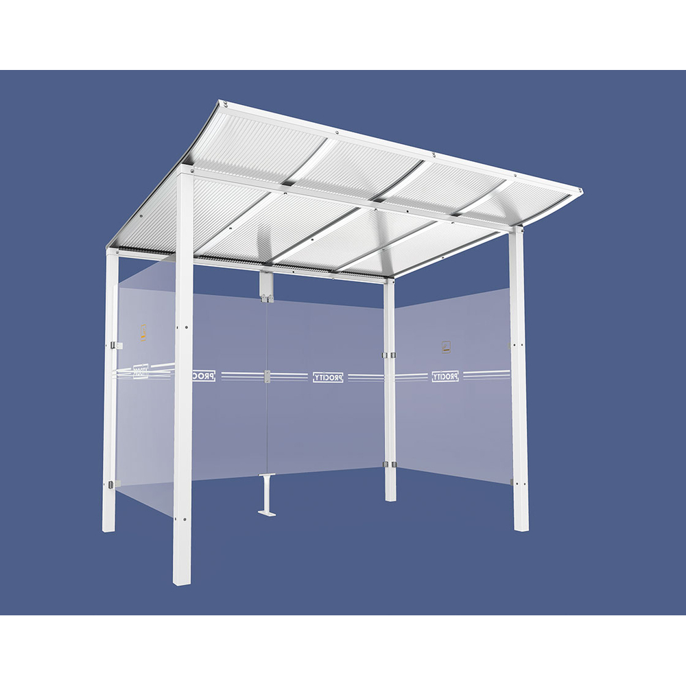 Abri fumeurs Modulo RAL9010 - Sans bardage de retour avant - Scellement direct - Long 2500mm Prof 2000mm - PROCITY - 529572.9010