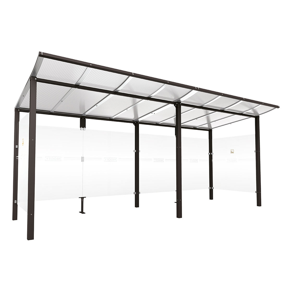 Abri fumeurs Modulo RAL9005 - Sans bardage de retour avant - Scellement direct - Long 5000mm Prof 2000mm - PROCITY - 529573.9005