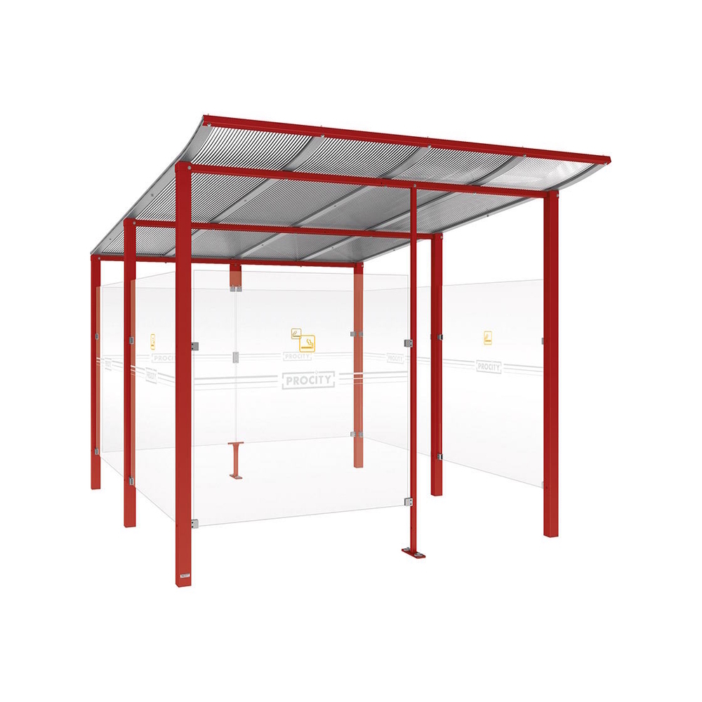 Abri fumeurs Modulo RAL3004 - bardage de retour avant - Scellement direct - Long 2500mm Prof 3400mm - PROCITY - 529574.3004