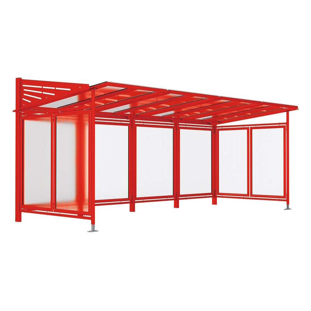 Abri vélos Conviviale RAL3020 - Tout-en-un initial + 2 complémentaires + bardages de fonds et latéraux - PROCITY - 529614.3020