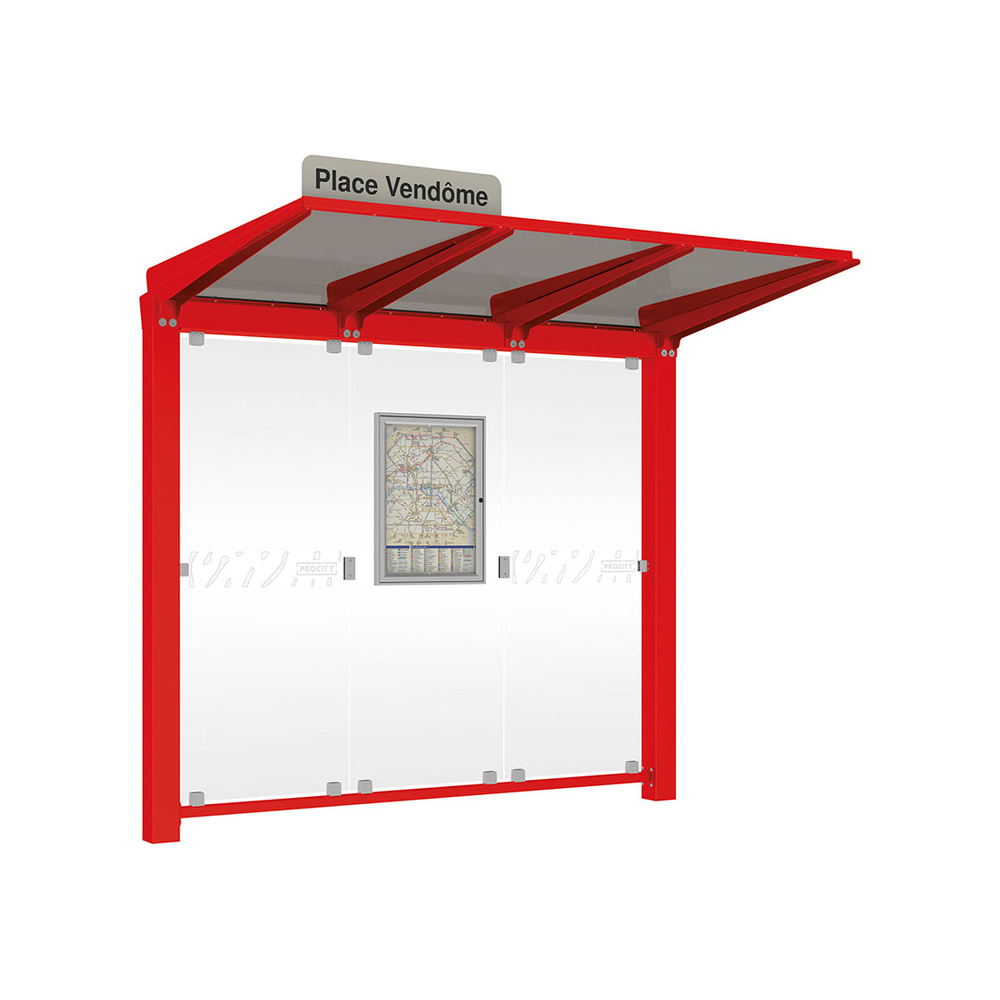 Station bus Venise RAL3020 - 2500 mm - sans bardage latéral - PROCITY - 529650.3020
