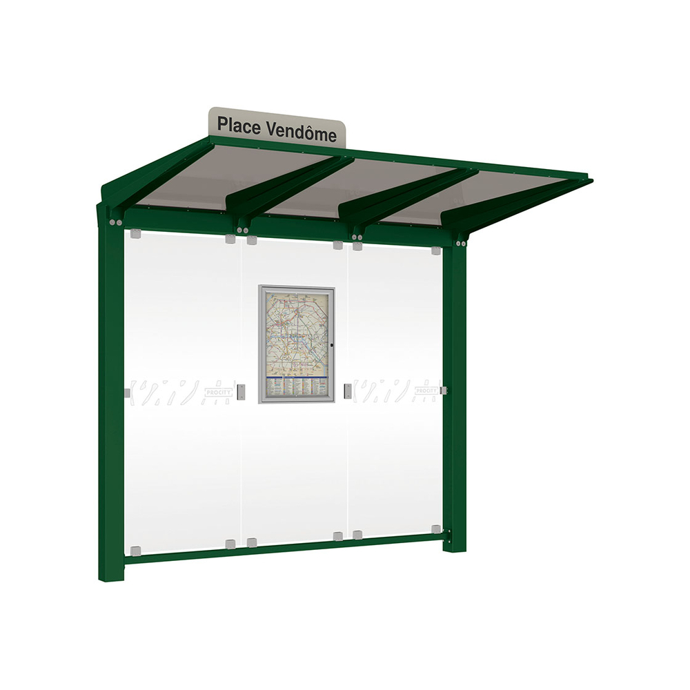 Station bus Venise RAL6005 - 2500 mm - sans bardage latéral - PROCITY - 529650.6005