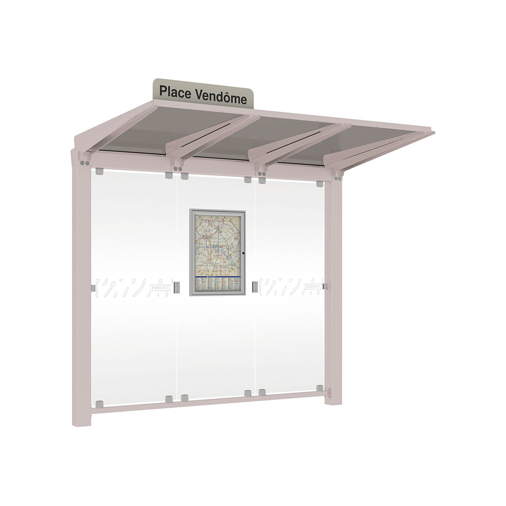 Station bus Venise RAL7044 - 2500 mm - sans bardage latéral - PROCITY - 529650.7044