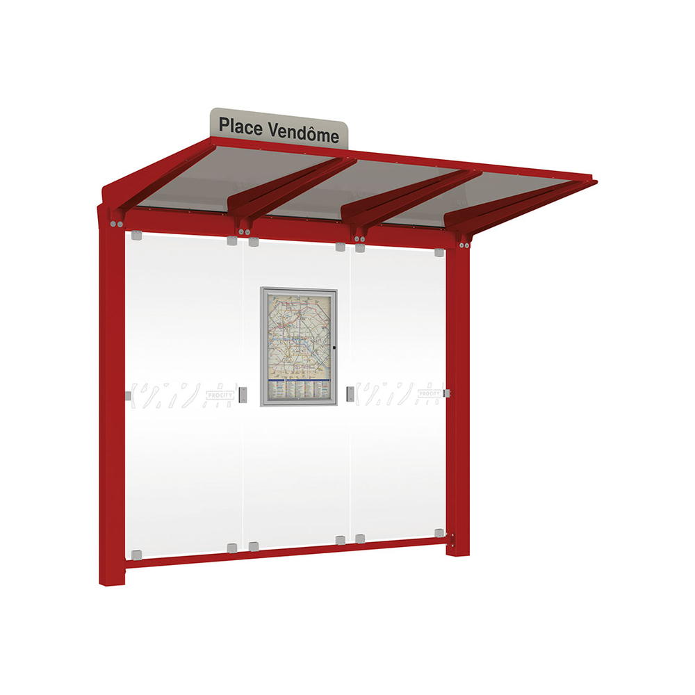 Station bus Venise RAL3004 - 2500 mm - Sans bardage latéral version LED - PROCITY - 529650L.3004