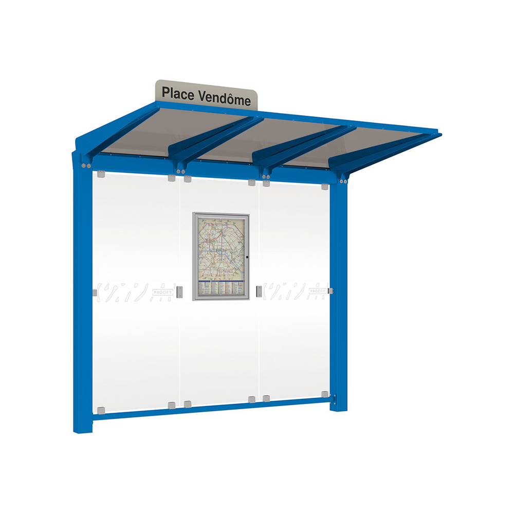 Station bus Venise RAL5010 - 2500 mm - Sans bardage latéral version LED - PROCITY - 529650L.5010