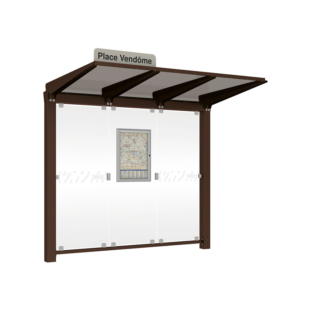 Station bus Venise RAL8017 - 2500 mm - Sans bardage latéral version LED - PROCITY - 529650L.8017