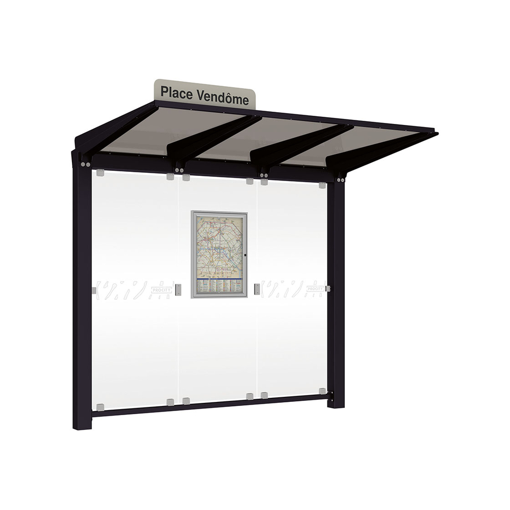 Station bus Venise RAL9005 - 2500 mm - Sans bardage latéral version LED - PROCITY - 529650L.9005