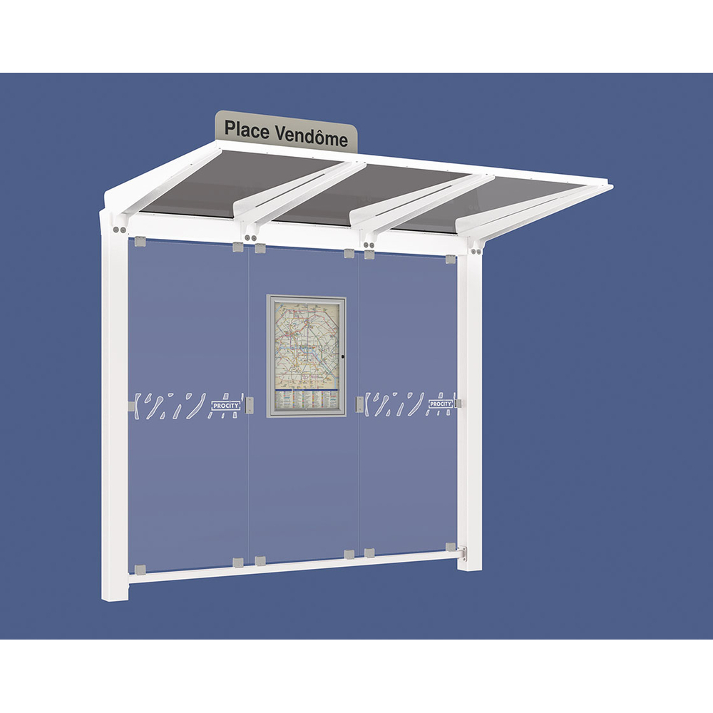 Station bus Venise RAL9010 - 2500 mm - Sans bardage latéral version LED - PROCITY - 529650L.9010