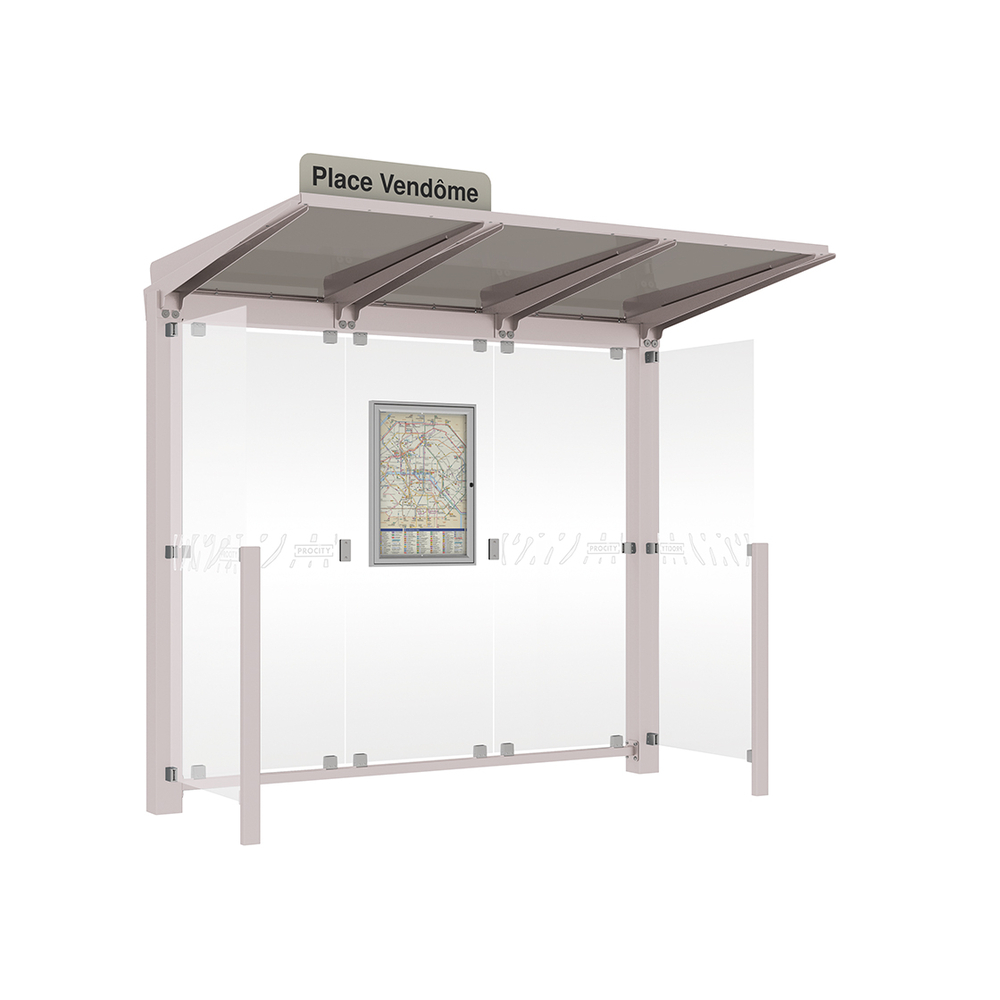 Station bus Venise RAL7044 - 2500 mm - deux bardages latéraux - PROCITY - 529651.7044