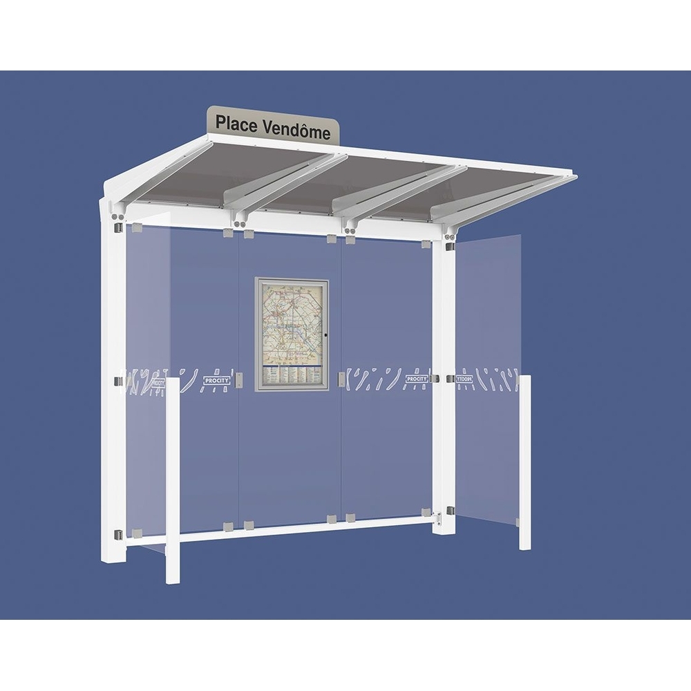 Station bus Venise RAL9010 - 2500 mm - deux bardages latéraux version LED - PROCITY - 529651L.9010