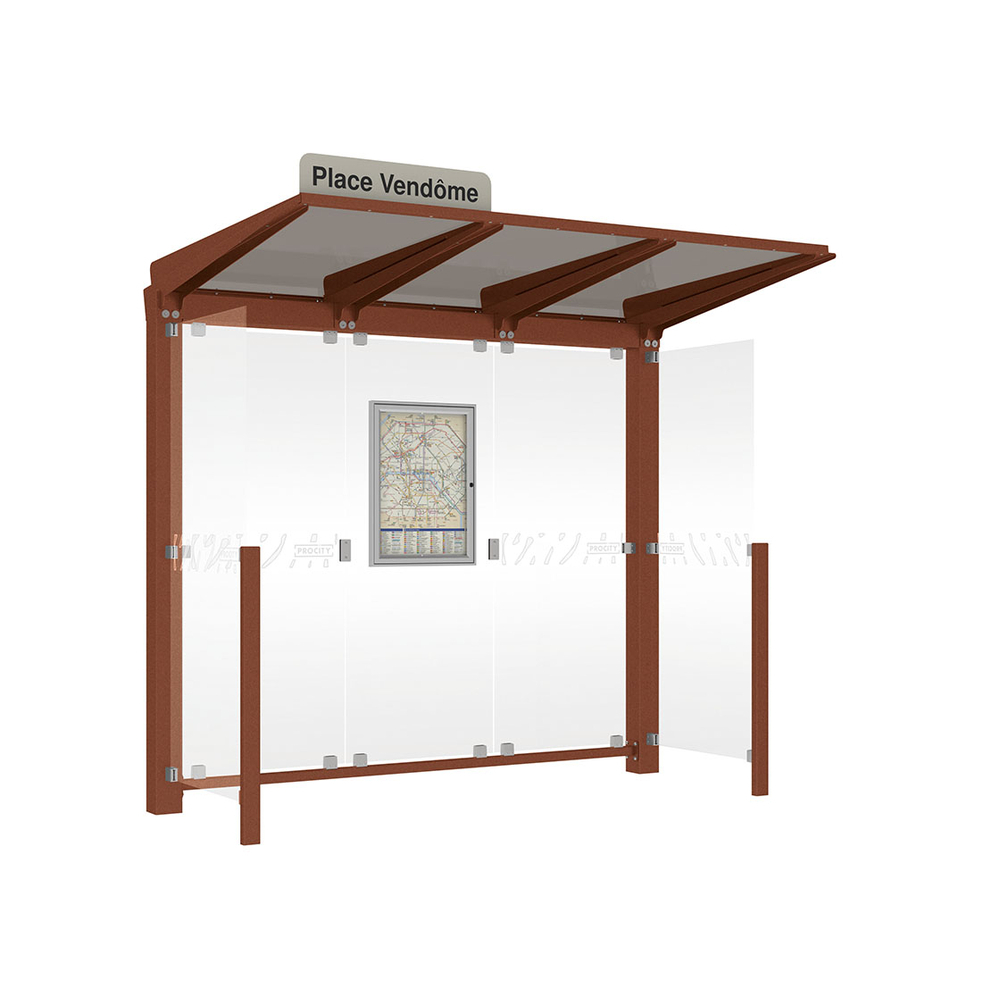 Station bus Venise Aspect Corten - 2500 mm - deux bardages latéraux - PROCITY - 529651.S025