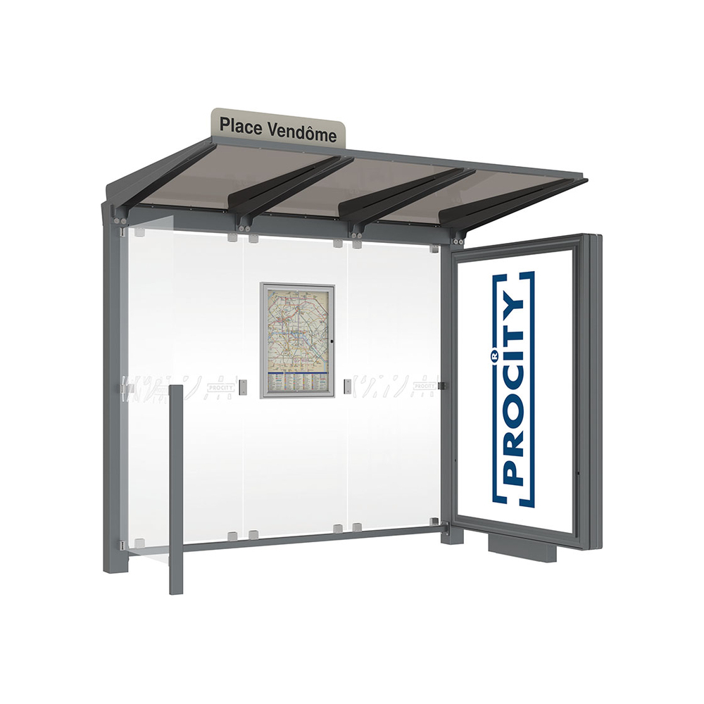 Station bus Venise Aspect Corten - 2500 mm - un caisson d'affichage lumineux version LED - PROCITY - 529653L.S025