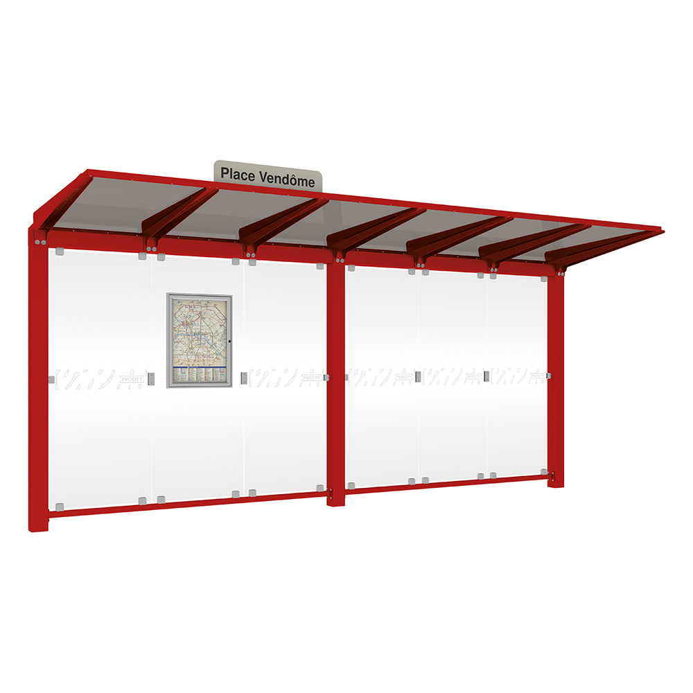 Station bus Venise RAL3004 - 5000 mm - sans bardage latéral - PROCITY - 529660.3004