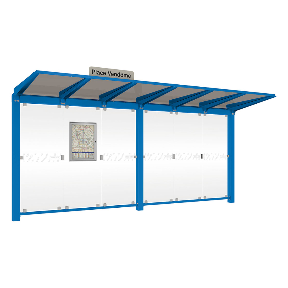 Station bus Venise RAL5010 - 5000 mm - sans bardage latéral - PROCITY - 529660.5010