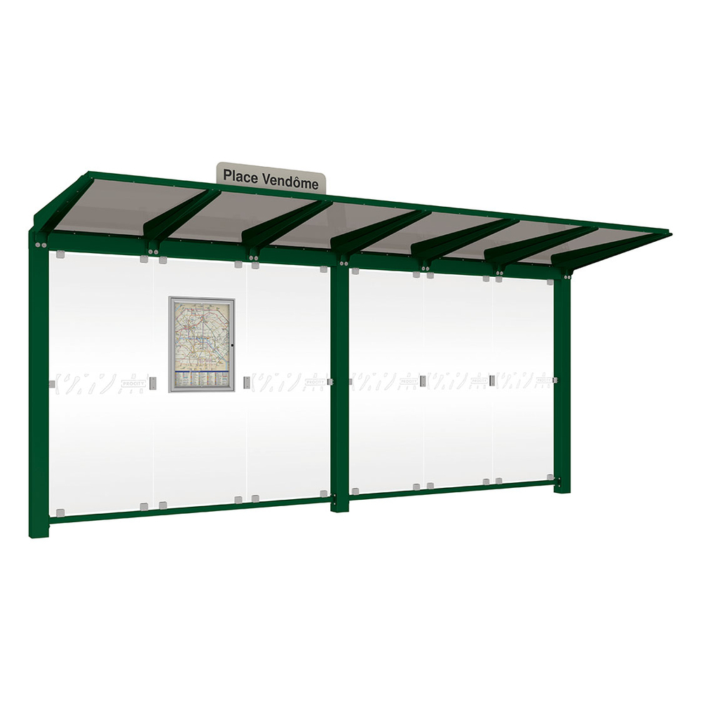Station bus Venise RAL6005 - 5000 mm - sans bardage latéral - PROCITY - 529660.6005
