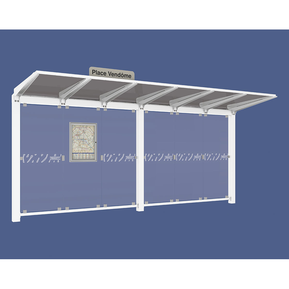 Station bus Venise RAL9010 - 5000 mm - sans bardage latéral - PROCITY - 529660.9010