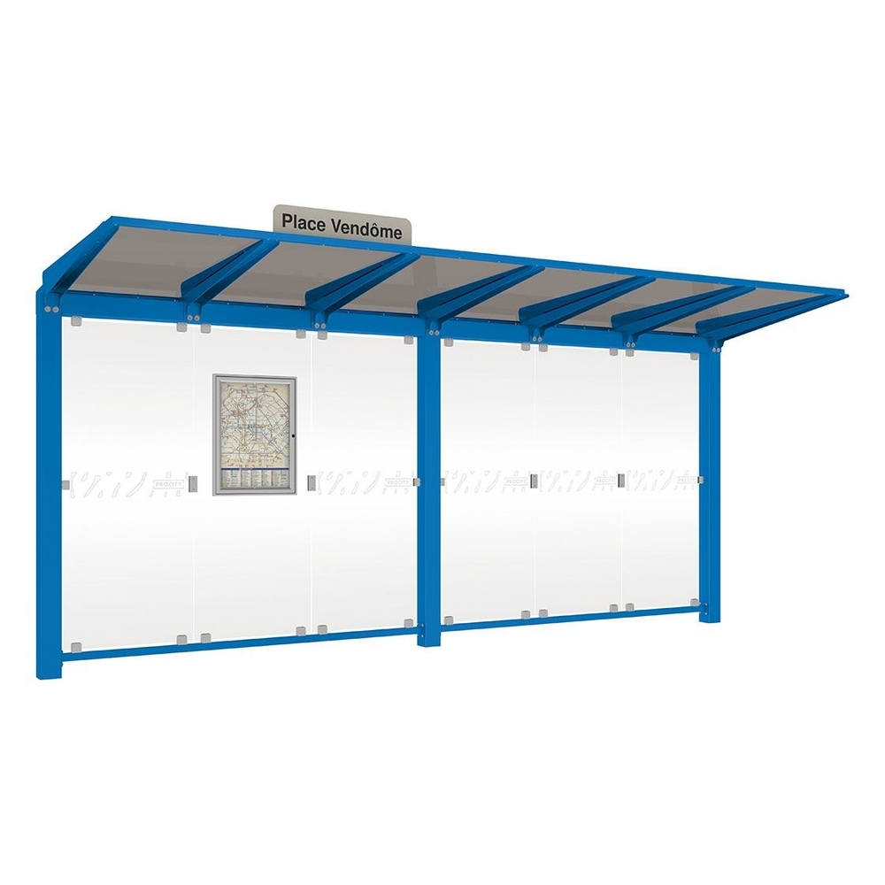 Station bus Venise RAL5010 - 5000 mm - Sans bardage latéral version LED - PROCITY - 529660L.5010