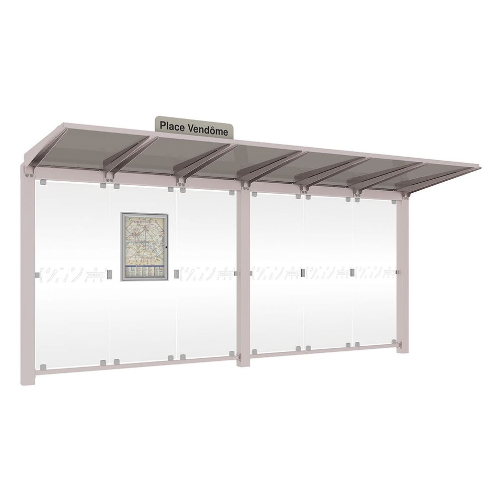 Station bus Venise RAL7044 - 5000 mm - Sans bardage latéral version LED - PROCITY - 529660L.7044