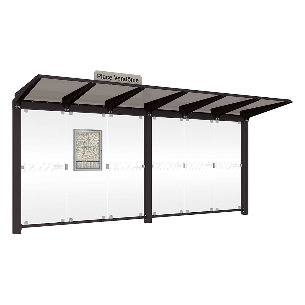 Station bus Venise RAL9005 - 5000 mm - Sans bardage latéral version LED - PROCITY - 529660L.9005