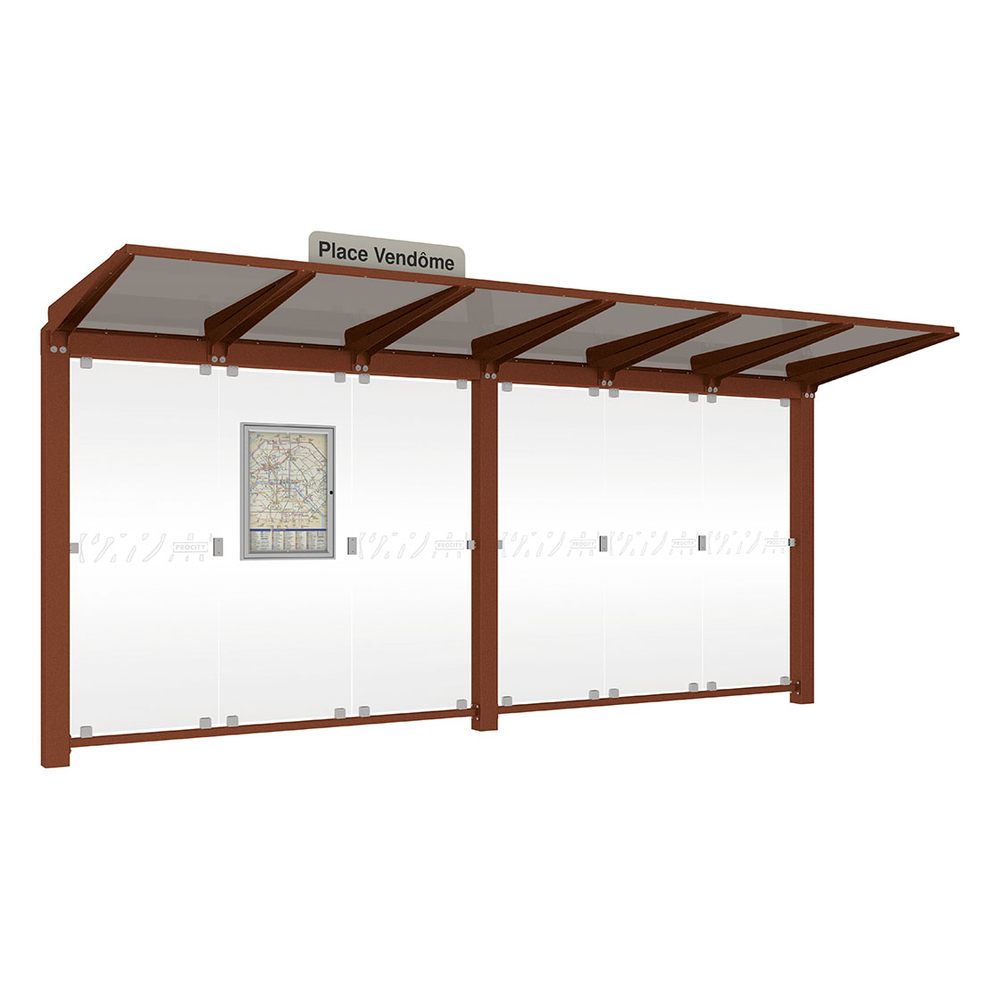 Station bus Venise Aspect Corten - 5000 mm - sans bardage latéral - PROCITY - 529660.S025