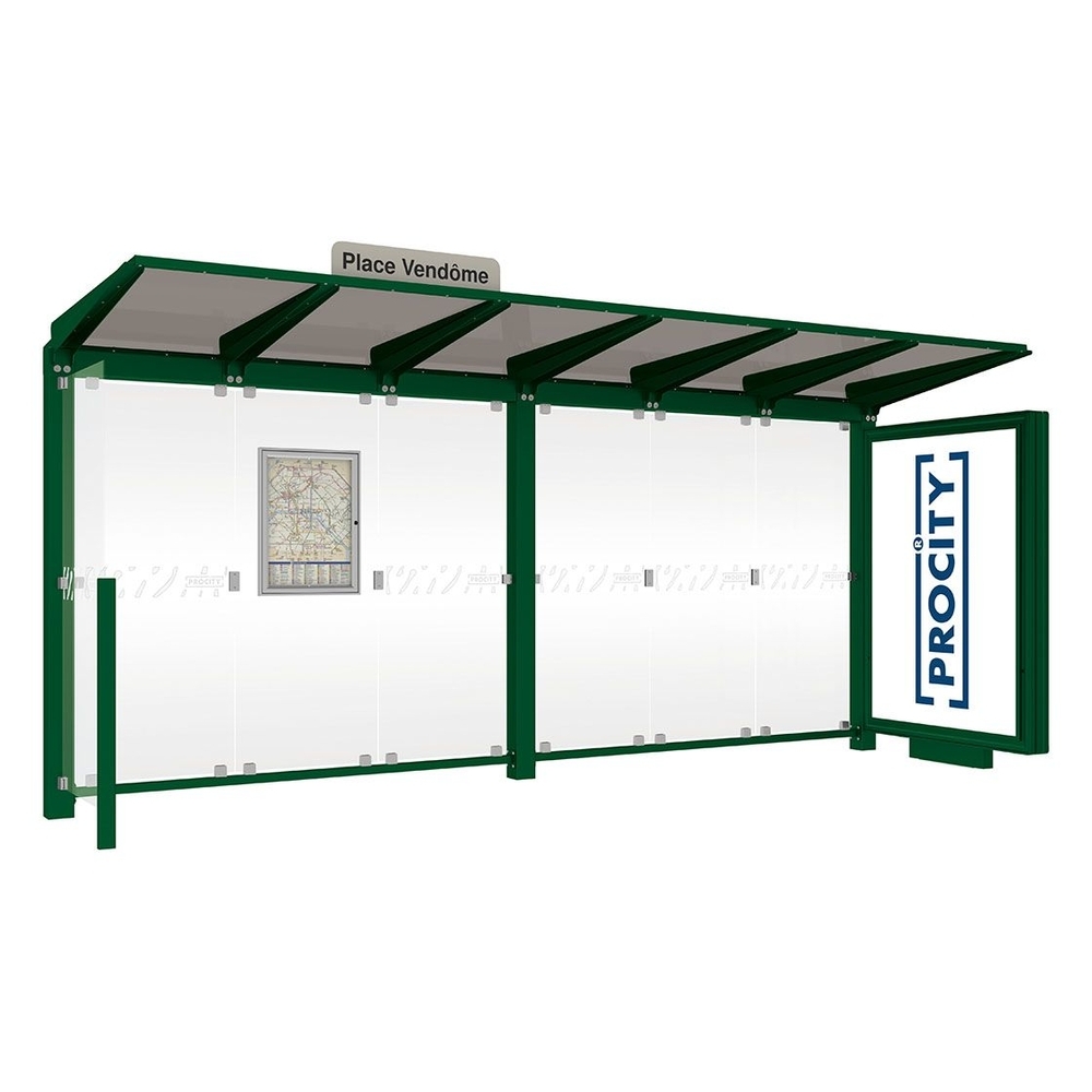 Station bus Venise RAL6005 - 5000 mm - un caisson d'affichage lumineux version LED - PROCITY - 529663L.6005
