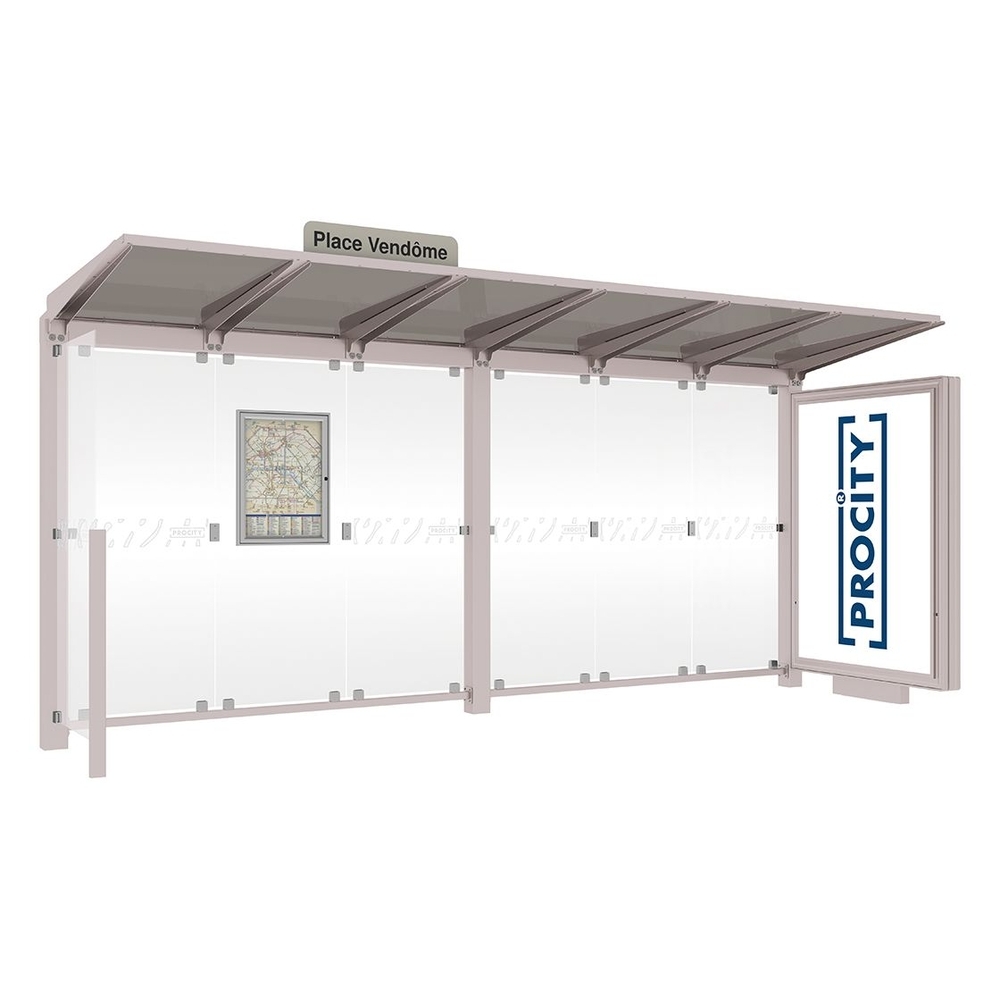 Station bus Venise RAL7044 - 5000 mm - un caisson d'affichage lumineux version LED - PROCITY - 529663L.7044