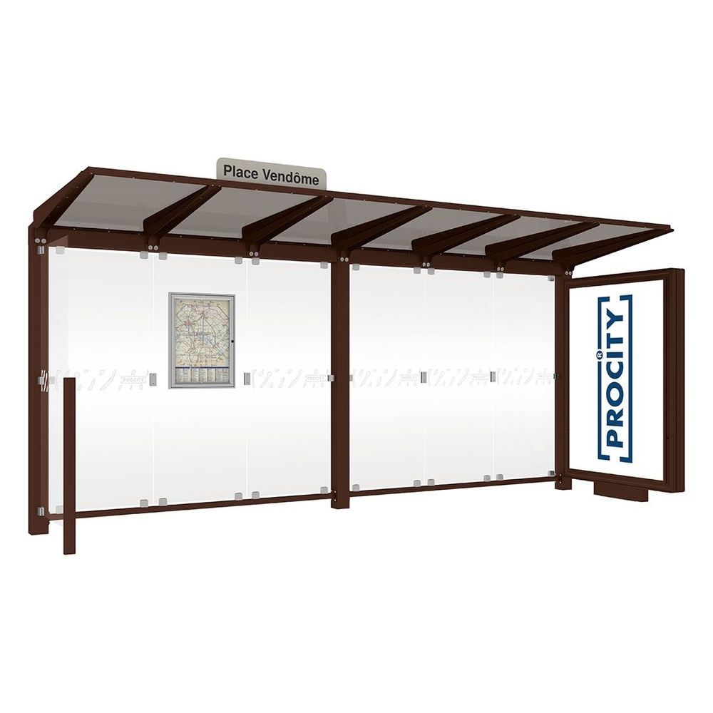 Station bus Venise RAL8017 - 5000 mm - un caisson d'affichage lumineux version LED - PROCITY - 529663L.8017