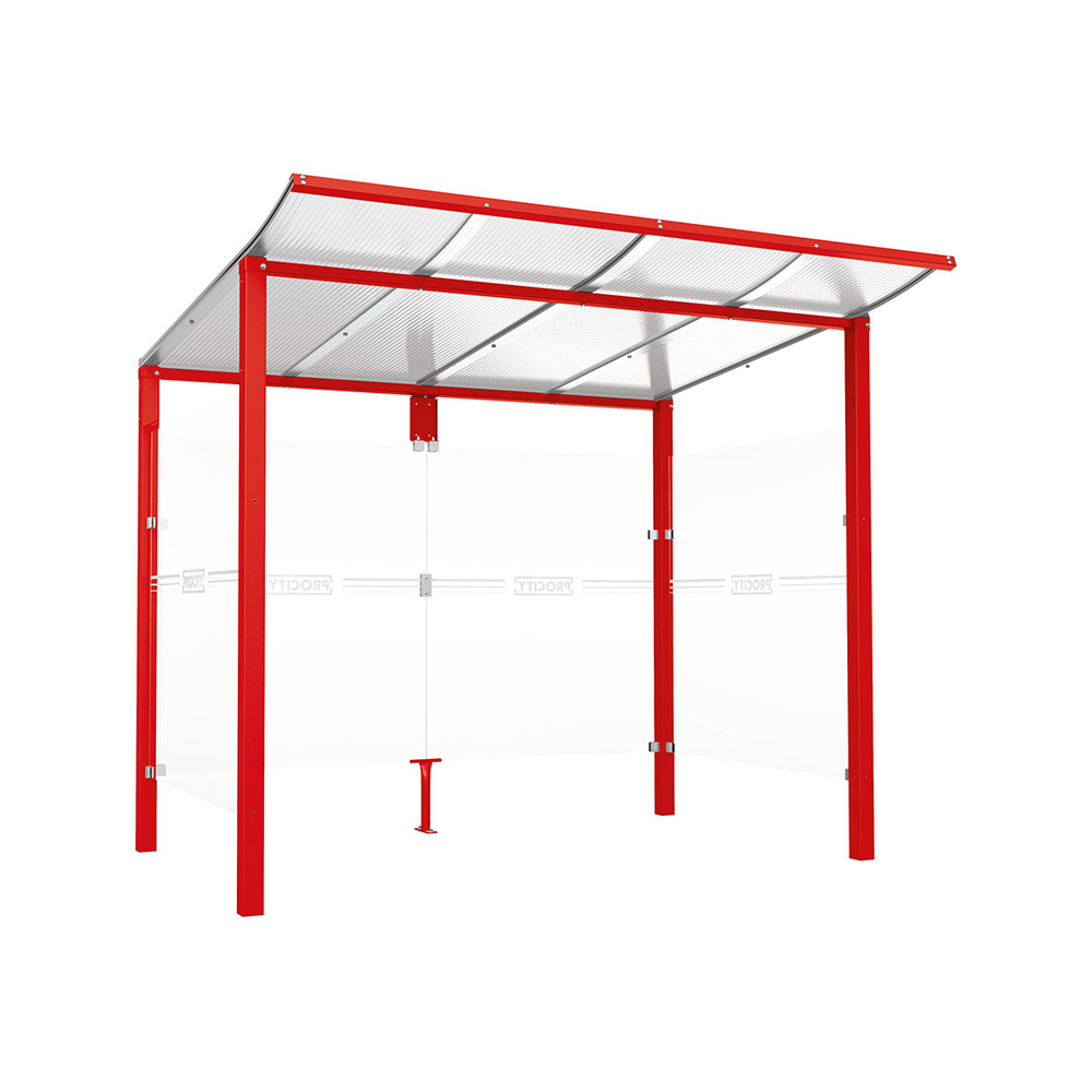 Station bus Modulo RAL3020 - 2500 mm - Deux bardages latéraux - Scellement direct - PROCITY - 529670.3020