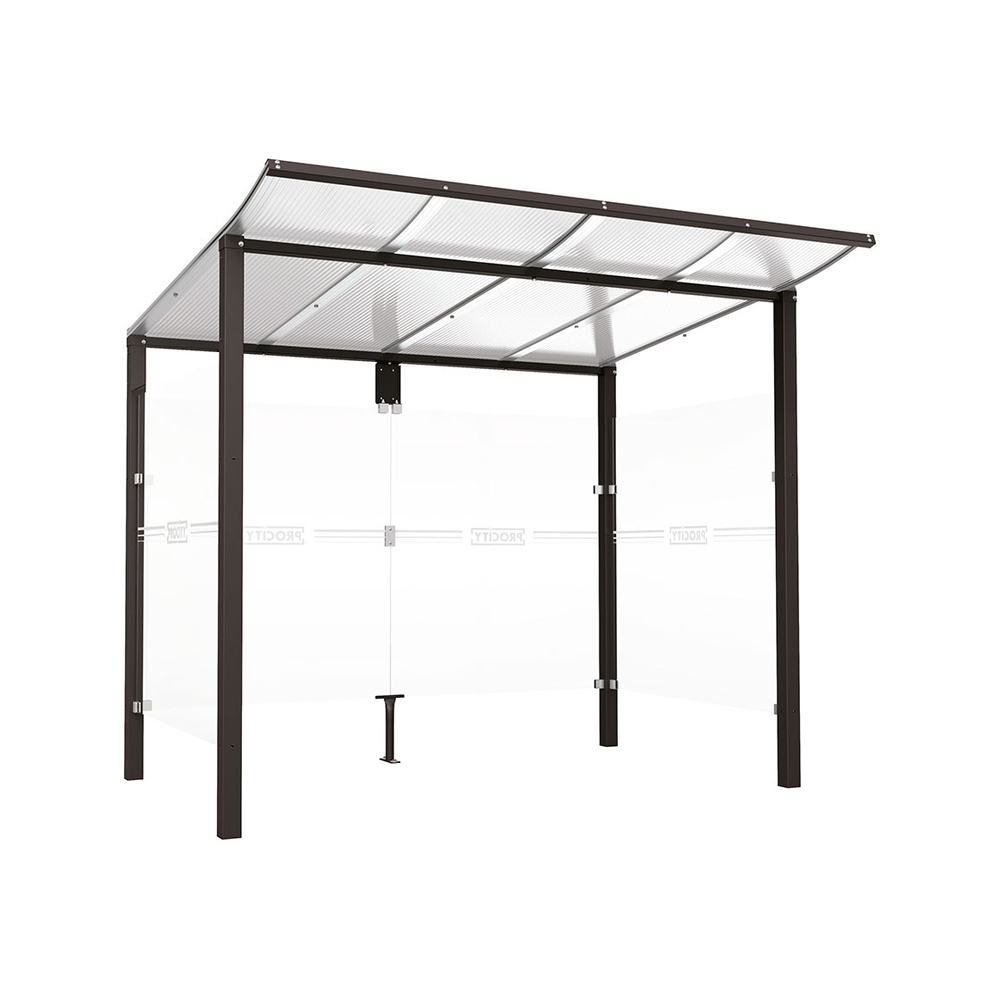 Station bus Modulo RAL9005 - 2500 mm - Deux bardages latéraux - Scellement direct - PROCITY - 529670.9005