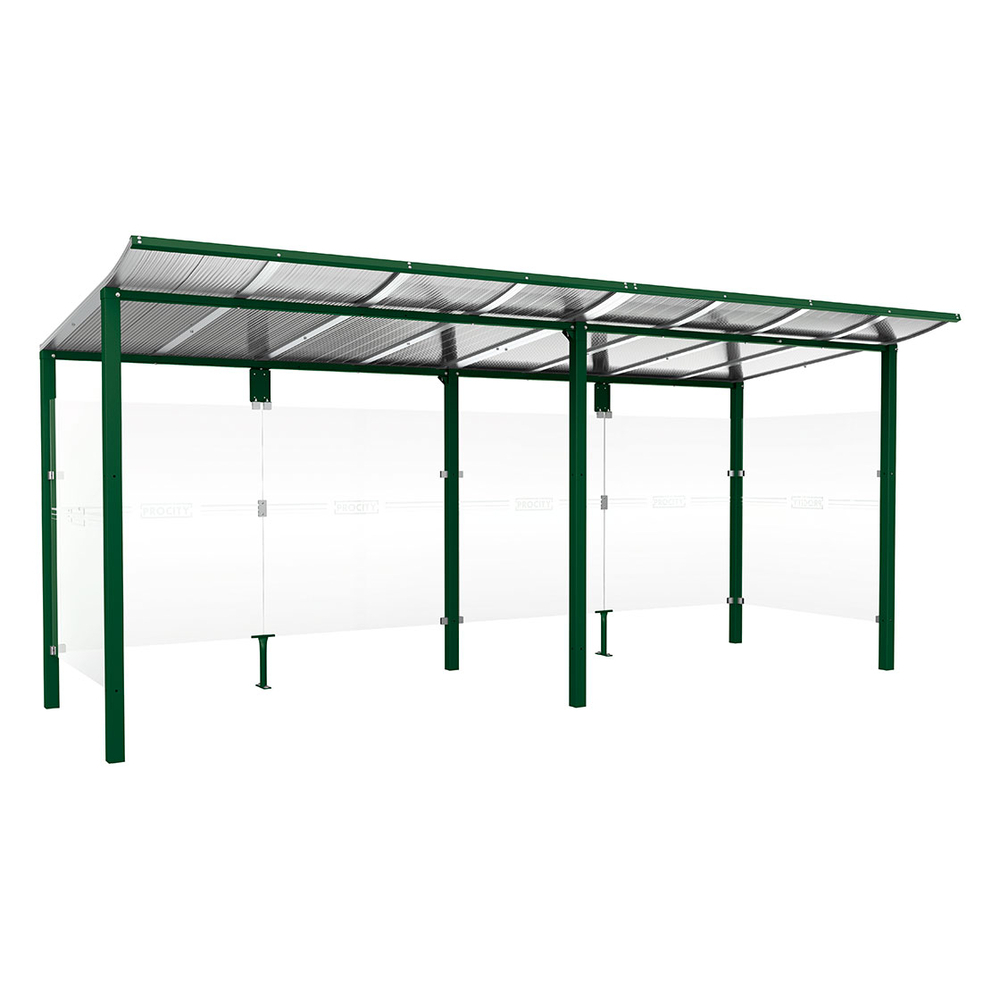Station bus Modulo RAL6005 - 5000 mm - Deux bardages latéraux - Scellement direct - PROCITY - 529671.6005