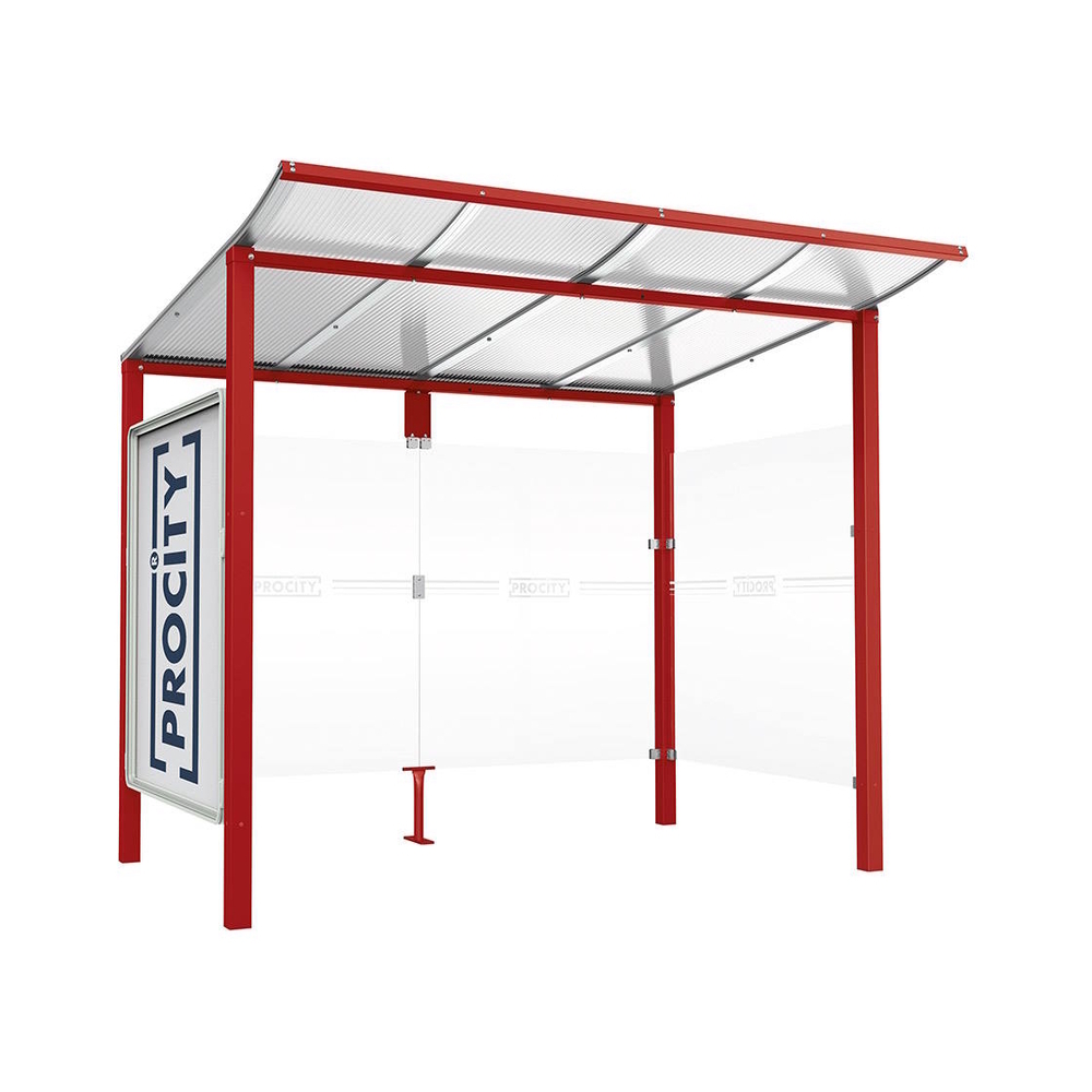 Station bus Modulo RAL3004 - 2500 mm - Vitrine et un bardage latéral - Scellement direct - PROCITY - 529672.3004